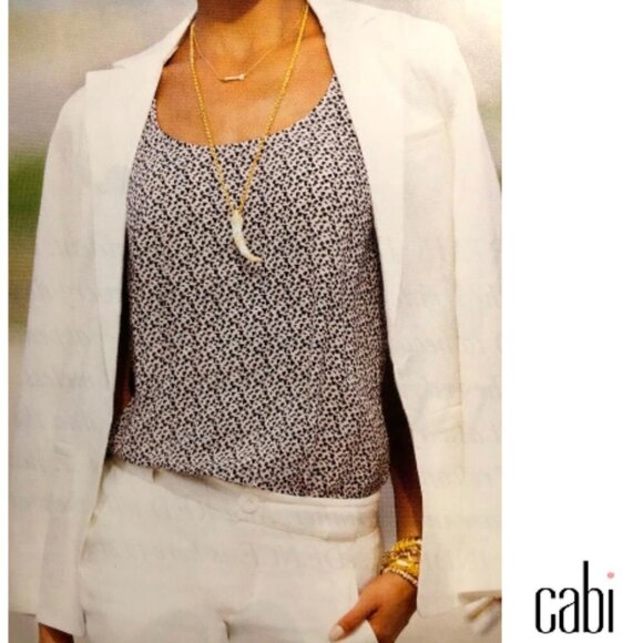 Cabi Small Leopard Print Blouse Tank Sleeveless Top Cheetah Cream Black 818 Easy - Picture 3 of 8